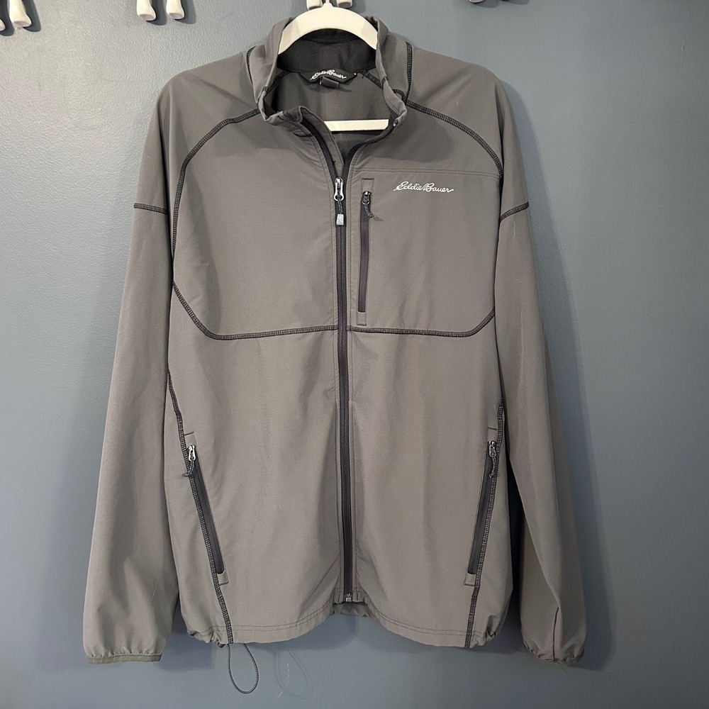 Eddie Bauer Mens Stratify Hoodie Green Full Zip Lightweight Jacket Size Large‎